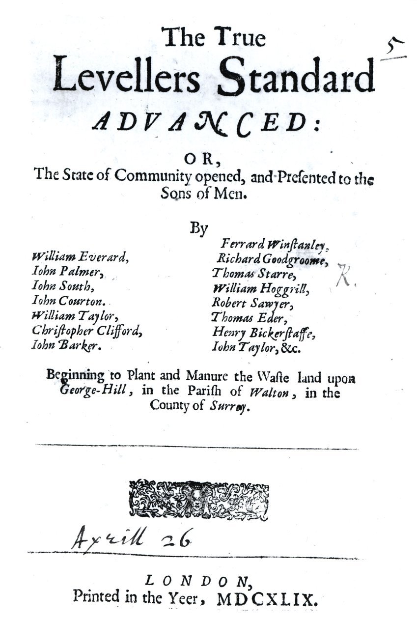 Titelsidan för The True Levellers Standard, publicerad 26 april 1649 av English School