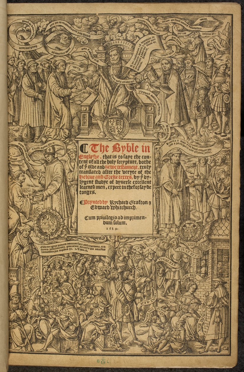 Titelsidan för den stora bibeln, ibland känd som "Cromwells bibel". av English School