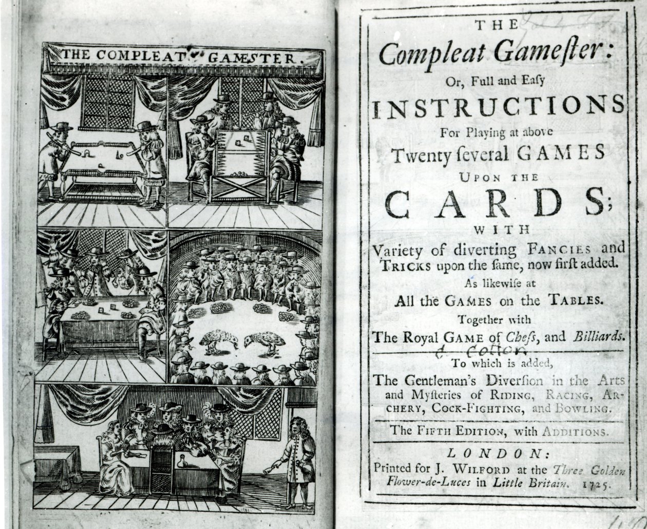 Titelsidan för den femte upplagan av The Compleat Gamester, tillskriven Charles Cotton (1630-87), pub. 1725 av English School