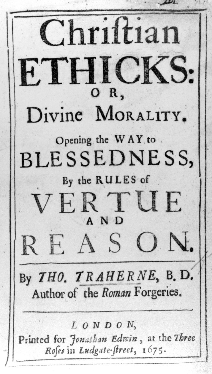 Titelsida till Christian Ethicks av Thomas Traherne, publicerad 1675 av English School