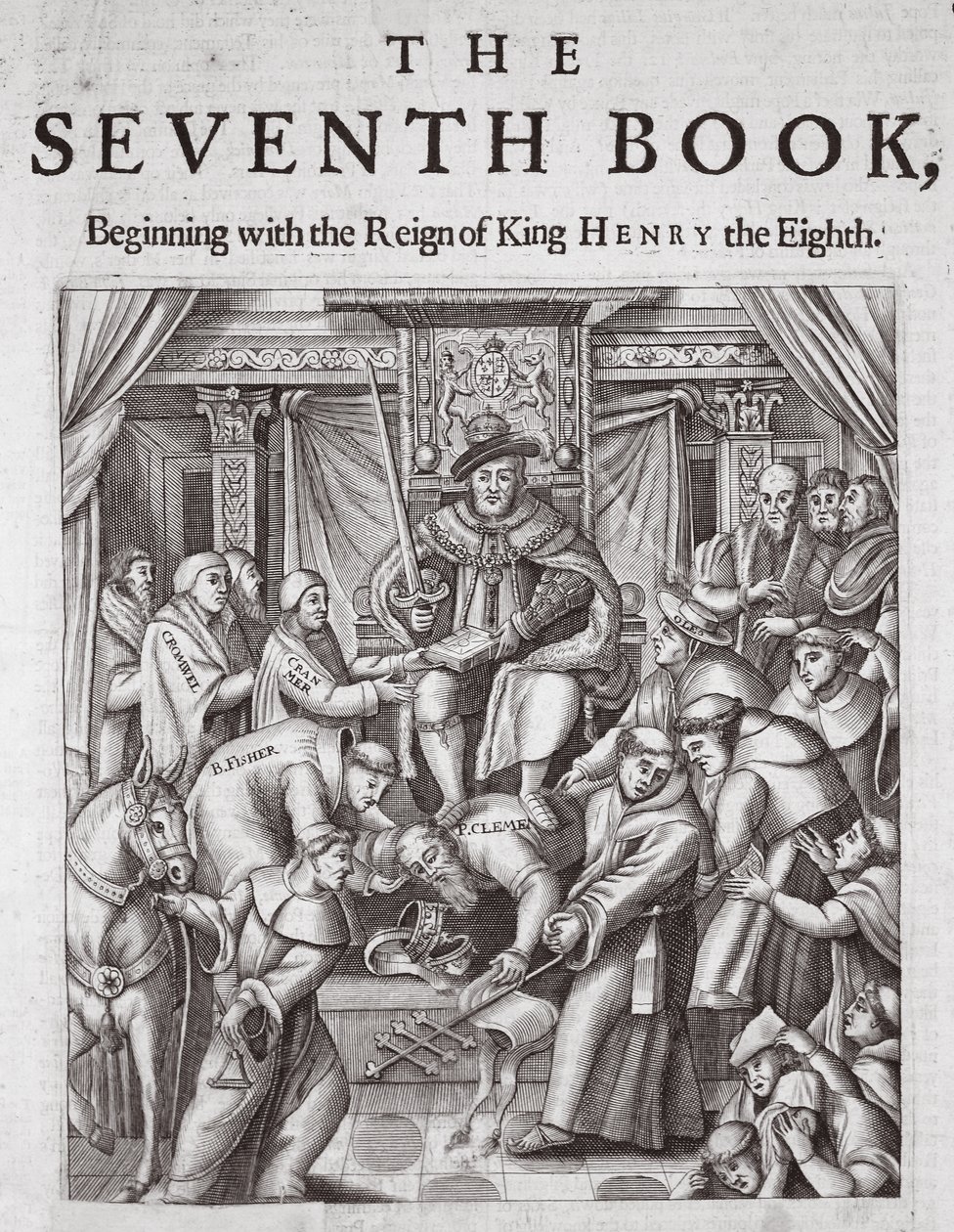 Titelsida, The Seventh Book, från Acts and Monuments av John Foxe, nionde upplagan, pub. 1684 av English School