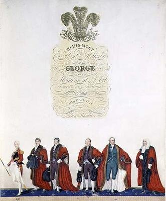 Titelsida för "Ceremonien för kröningen av Hans allra heligaste majestät, kung George den fjärde" av John Whittaker, London av English School