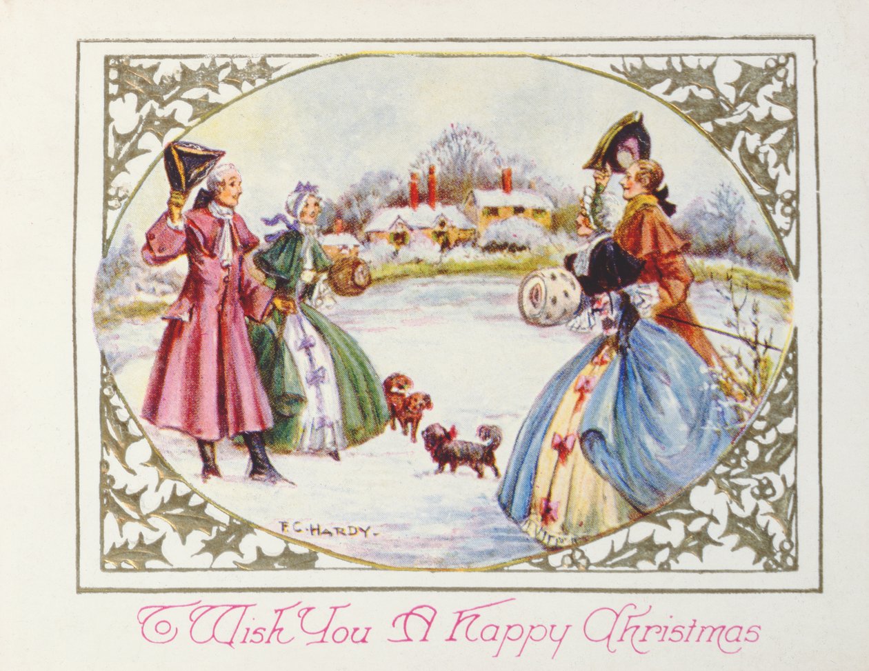 "To Wish you a Happy Christmas", viktorianskt kort (chromolitho) av English School