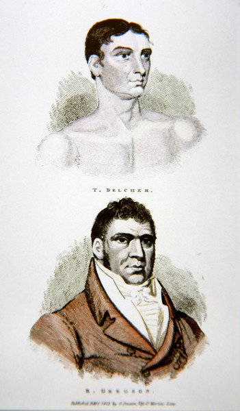 Tom Belcher och Gregson, från ett tryck publicerat 1813 (lito i färg) av English School