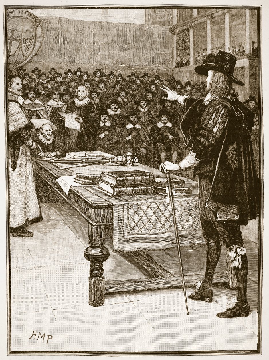 Trial of Charles, illustration från Cassells Illustrated History of England (sepiafoto) av English School
