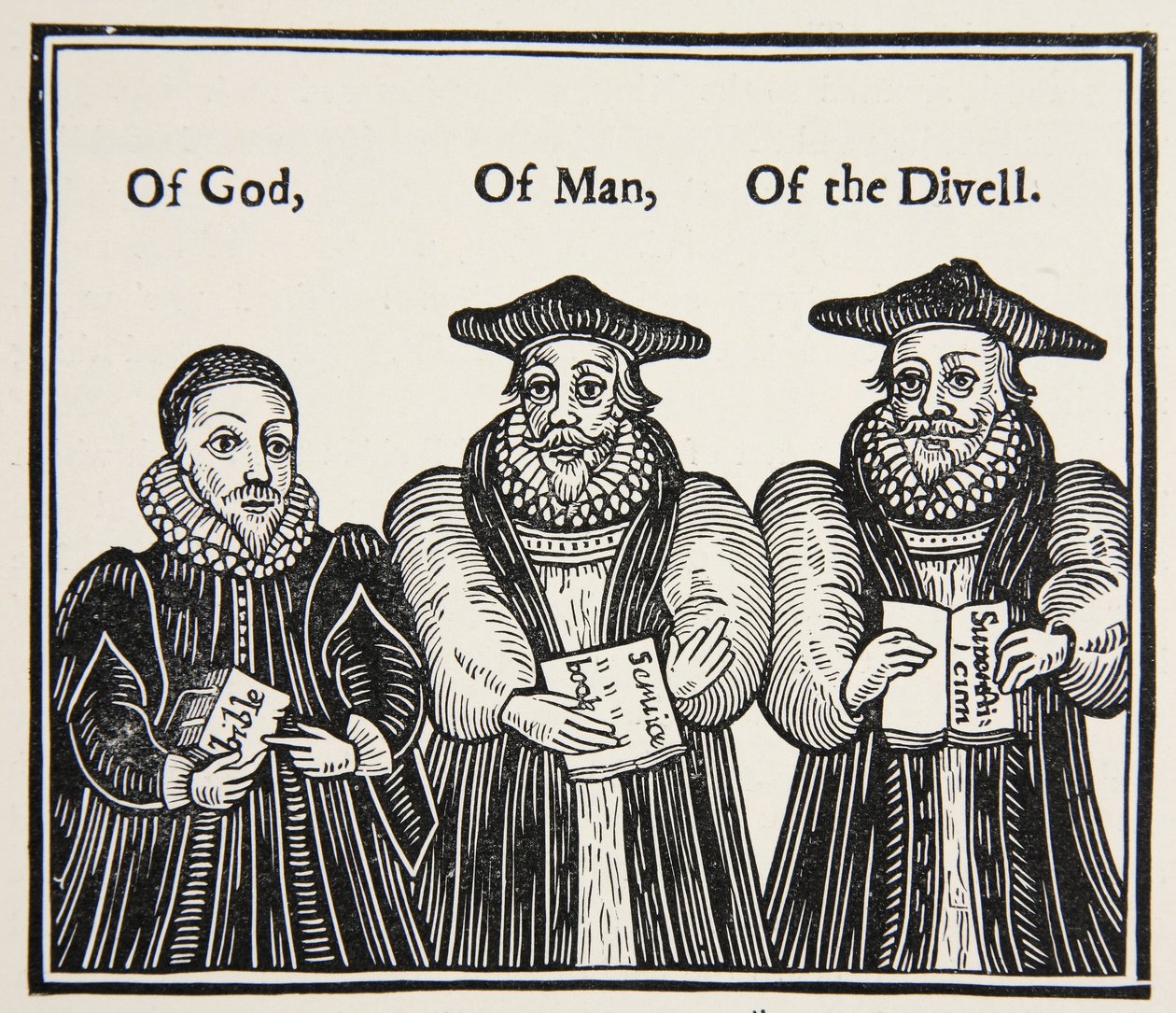 Triple Episcopacie, satir av det puritanska partiet Laud och hovbiskoparna, från ett traktat från 1641 av English School