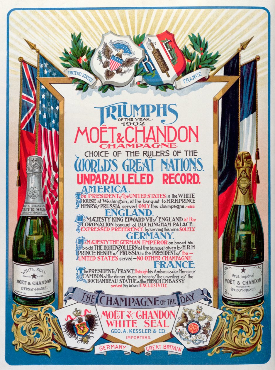 "Triumphs of the Year 1902, Moet  Chandon Champagne, Choice of the Rulers of the World