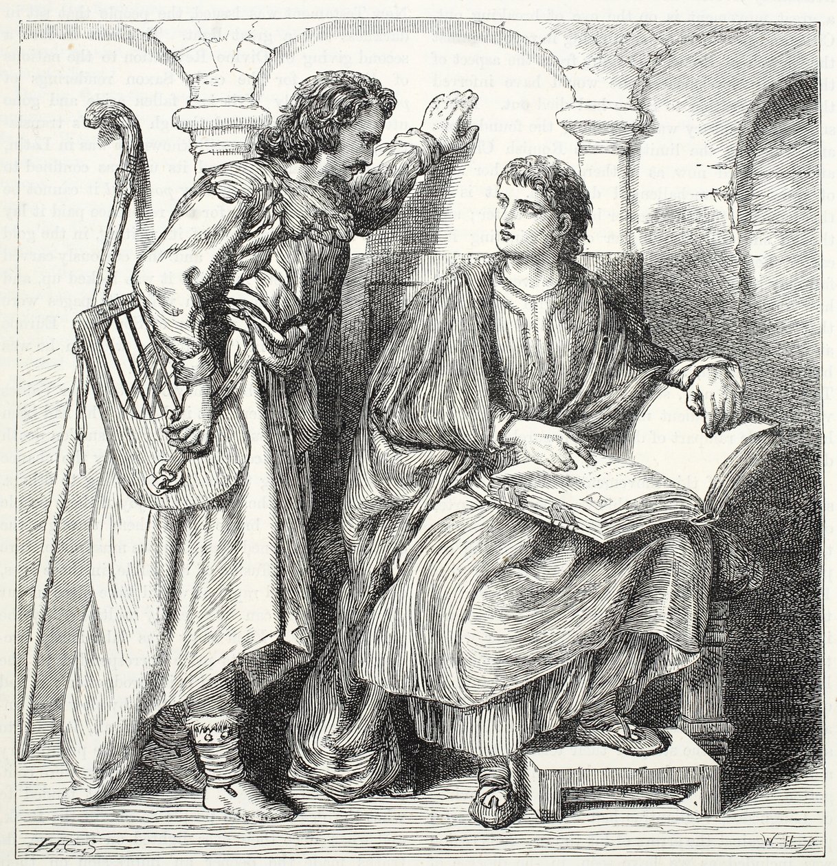 Trubadur och Barbe, illustration från The History of Protestantism av James Aitken Wylie (1808-1890), pub. 1878 av English School