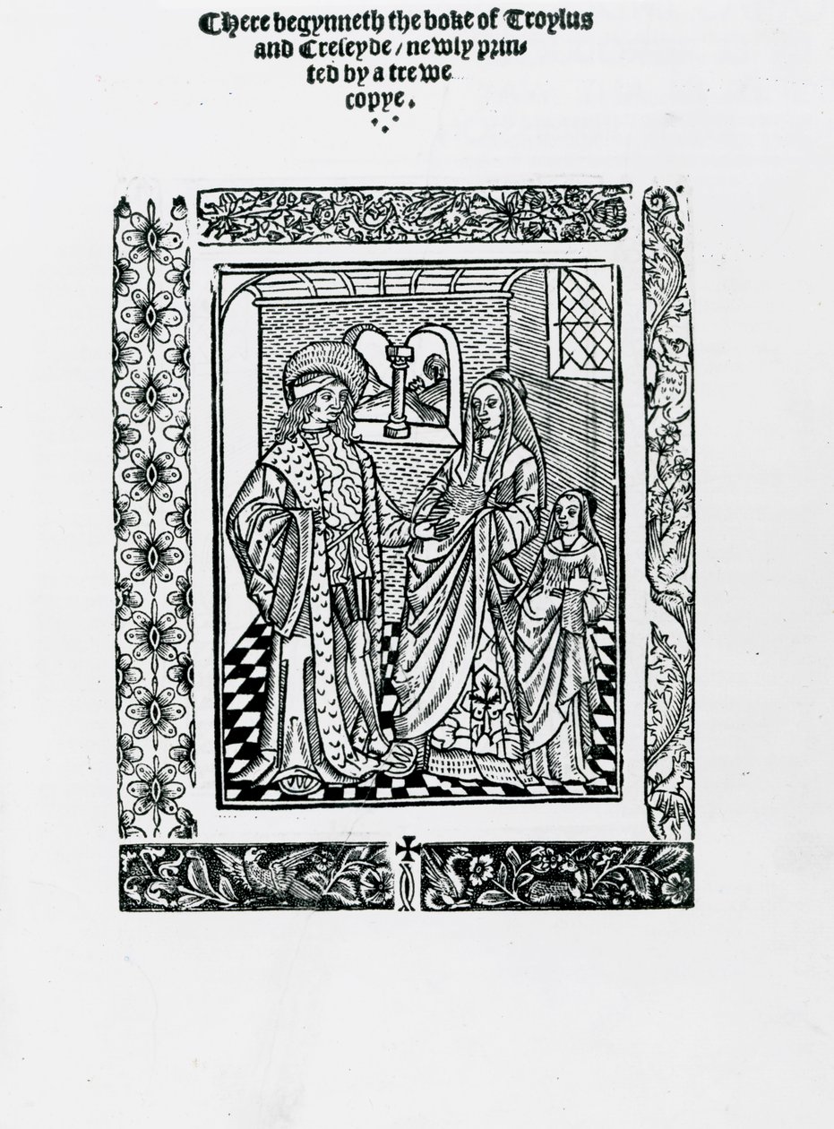 Troylus och Creseyde av Geoffrey Chaucer (träsnitt) av English School
