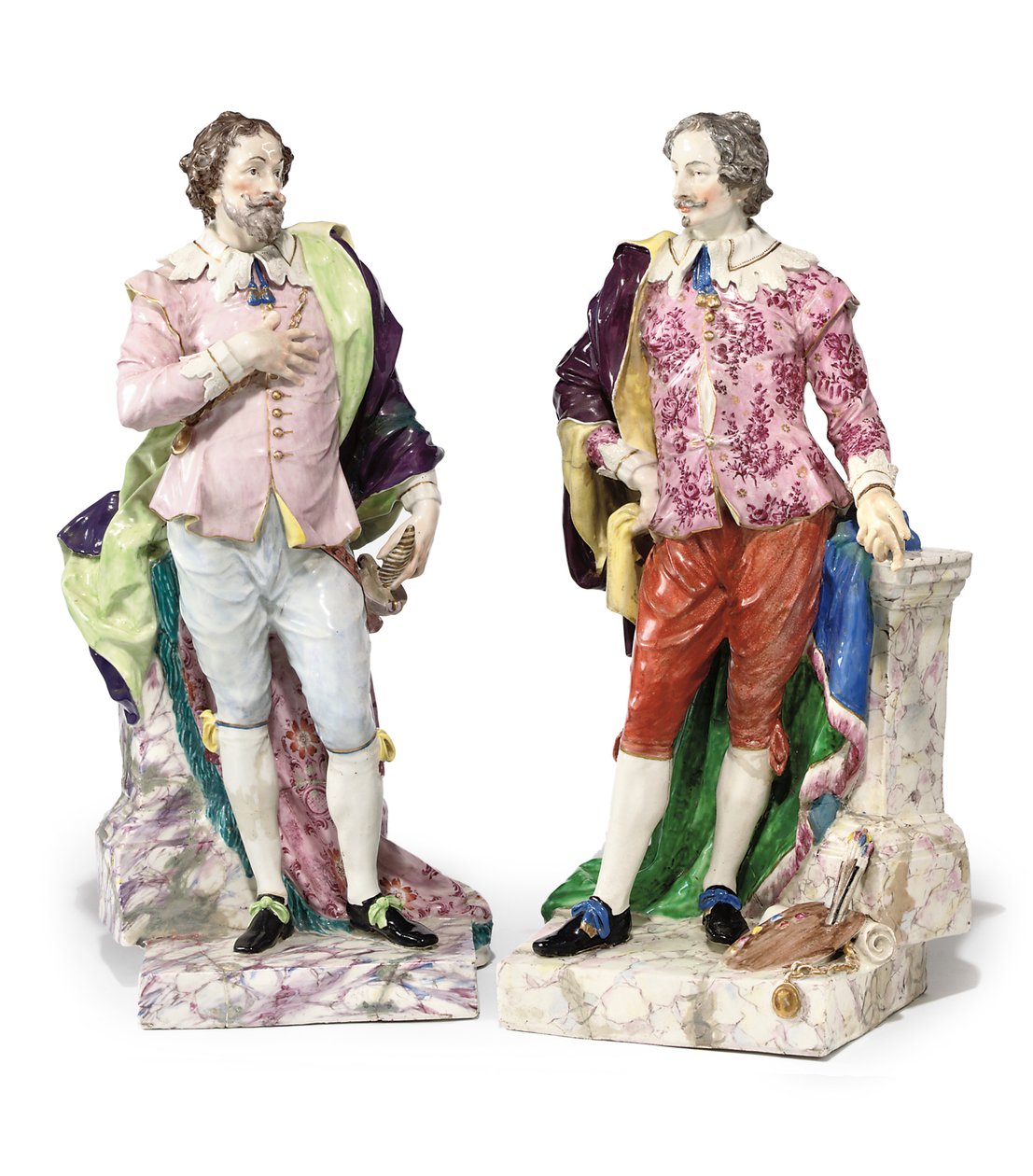Två historiska figurer av herrar, ca 1810 av English School