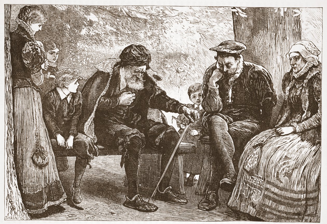 Under Linden-träden, illustration från The History of Protestantism av James Aitken Wylie (1808-1890), pub. 1878 av English School