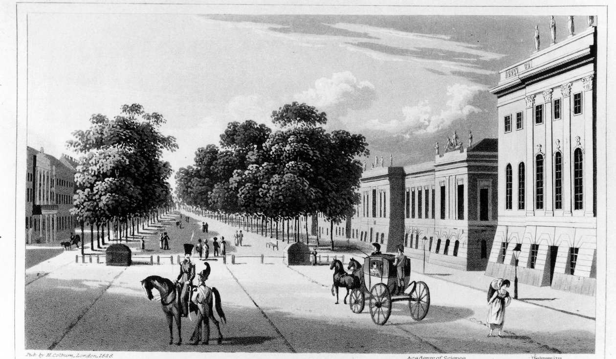 Unter den Linden, från St. Petersburg: A Journal of Travels to and from that Capital av A.B. Granville, publicerad 1828 av English School