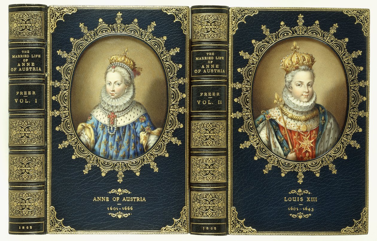 Övre omslagssats, med två ovala porträtt av Anne av Österrike och Ludvig XIII, 1865 av English School
