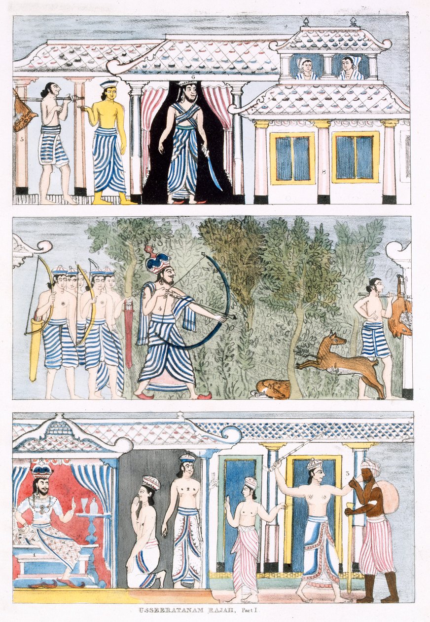 Usseeratanam Rajah, del I, från The History and Doctrine of Buddhism av Edward Upham, 1829 (se även 414248) av English School