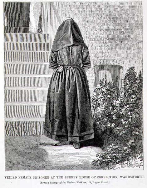 Veiled Female Prisoner at Surrey House of Correction, Wandsworth, från "The Criminal Prisons of London and Scenes of Prison Life" av Henry Mayhew (1812-87) och John Binny av English School