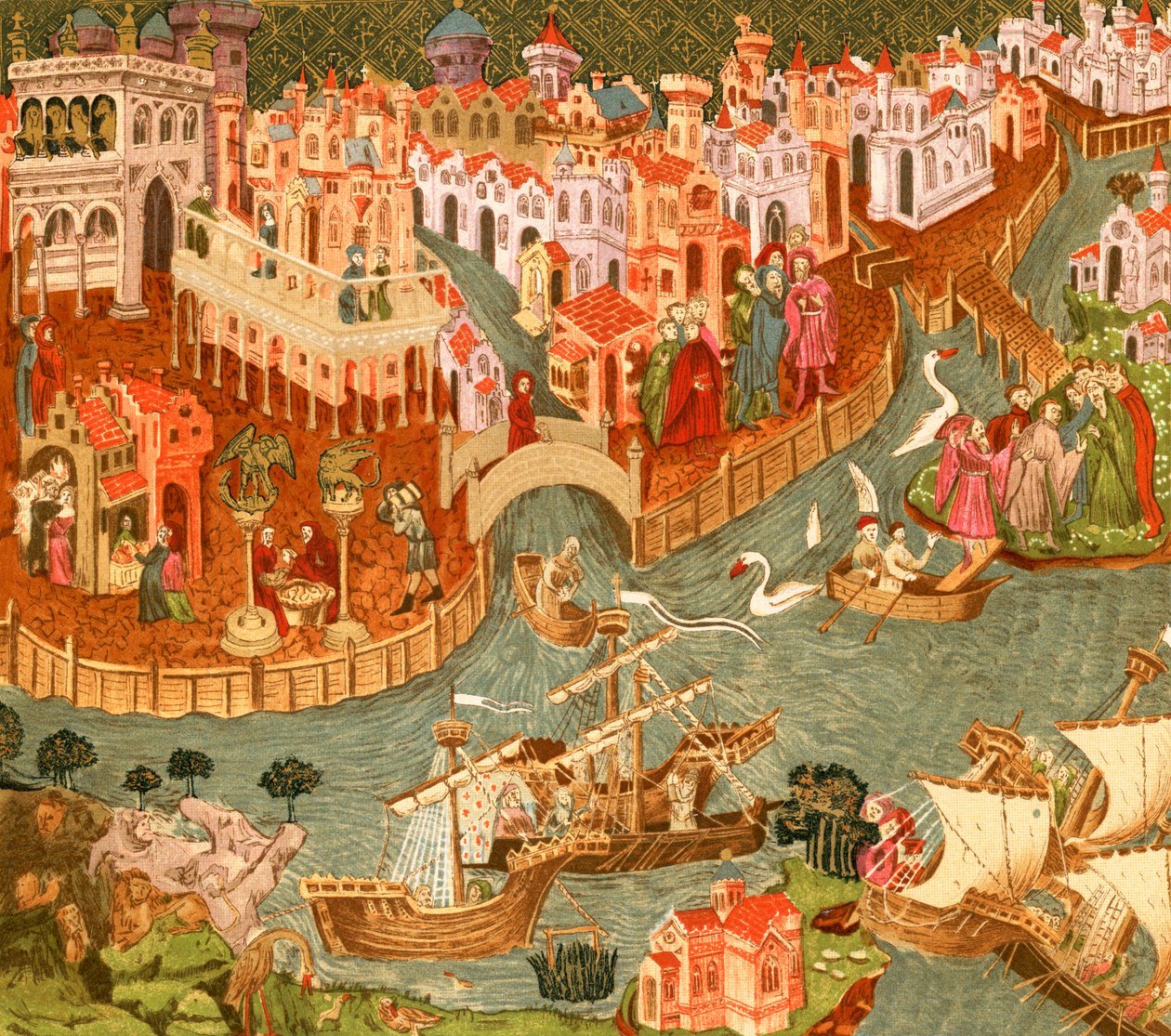 Venedig (färglitografi) av English School