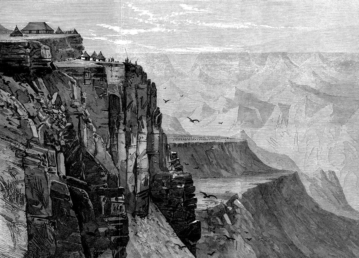 Utsikt från en punkt nära Kings House, från The British Expedition till Abessinien, 1868 av English School
