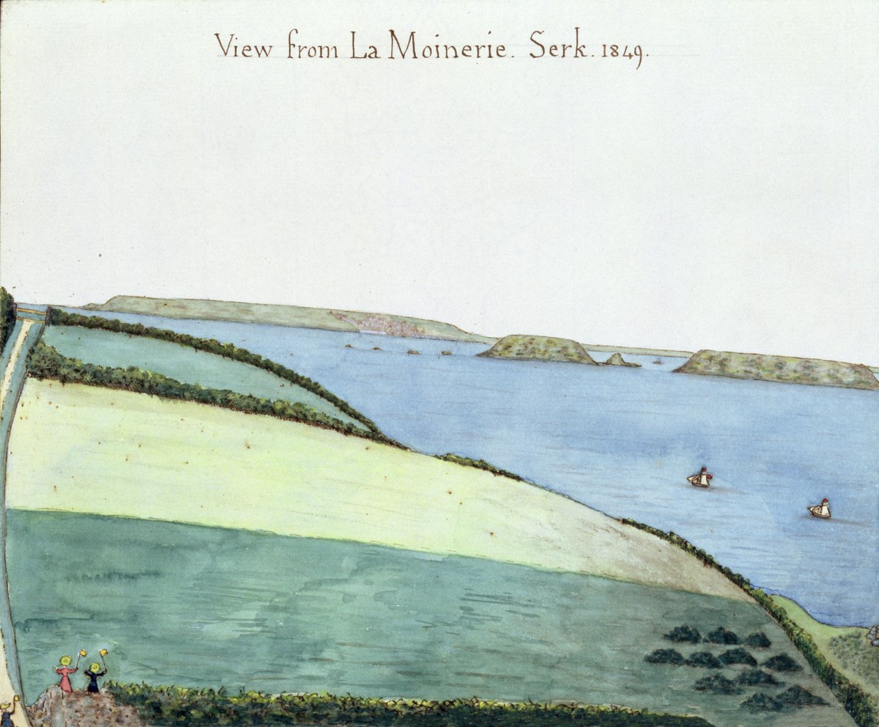 Utsikt från la Moinerie, Serk, 1849 (wc på papper) av English School