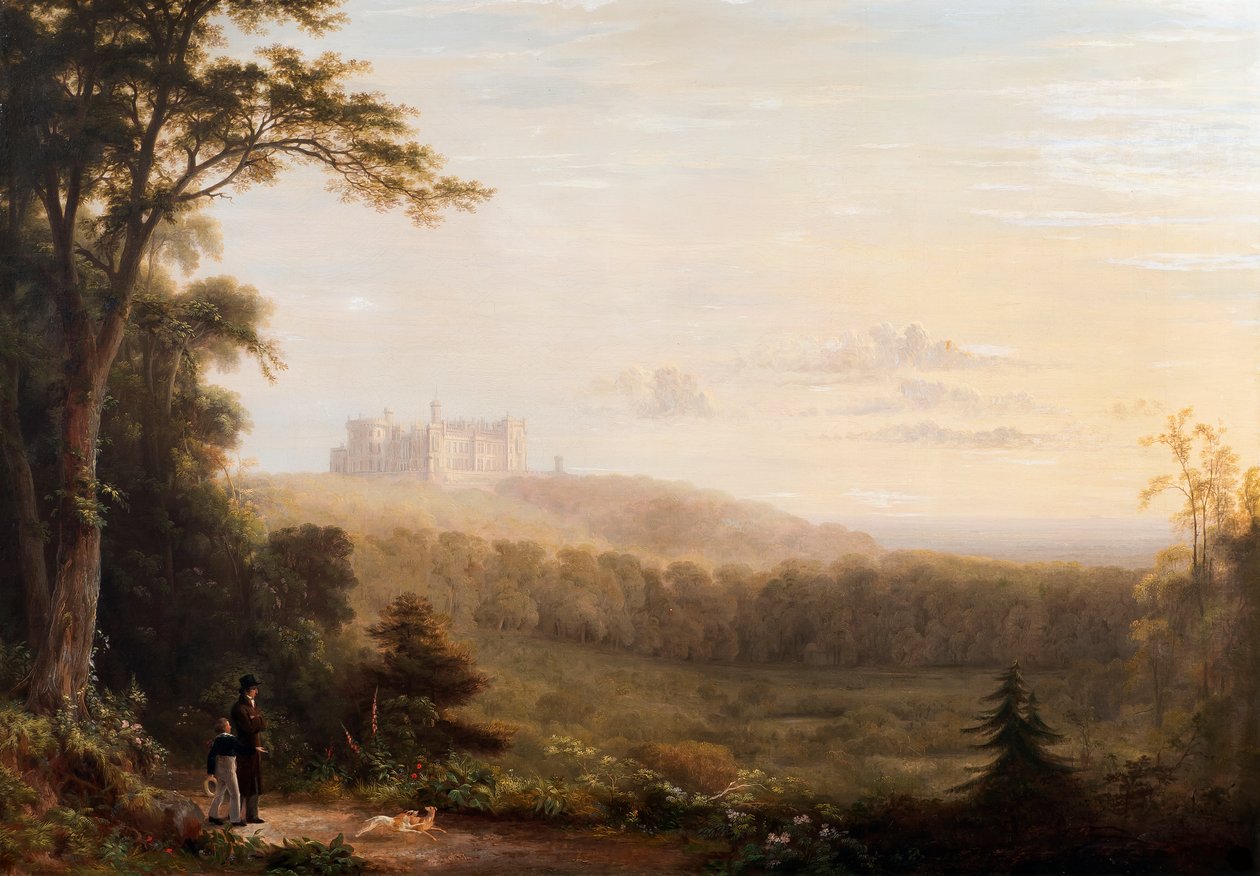 Utsikt över slottet Belvoir, ca 1820 av English School
