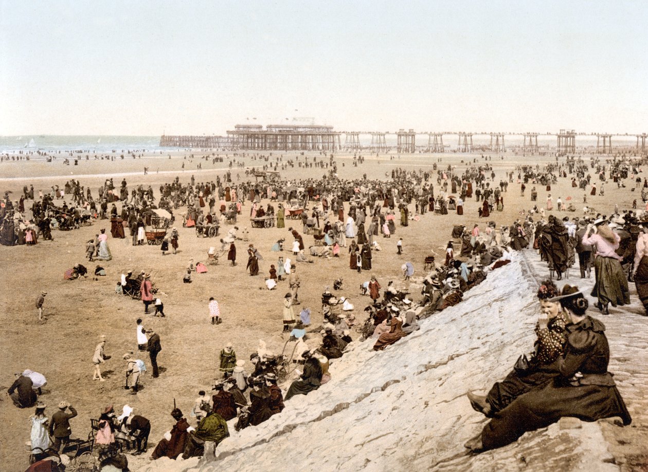 Utsikt över Blackpool (handfärgat foto) av English School
