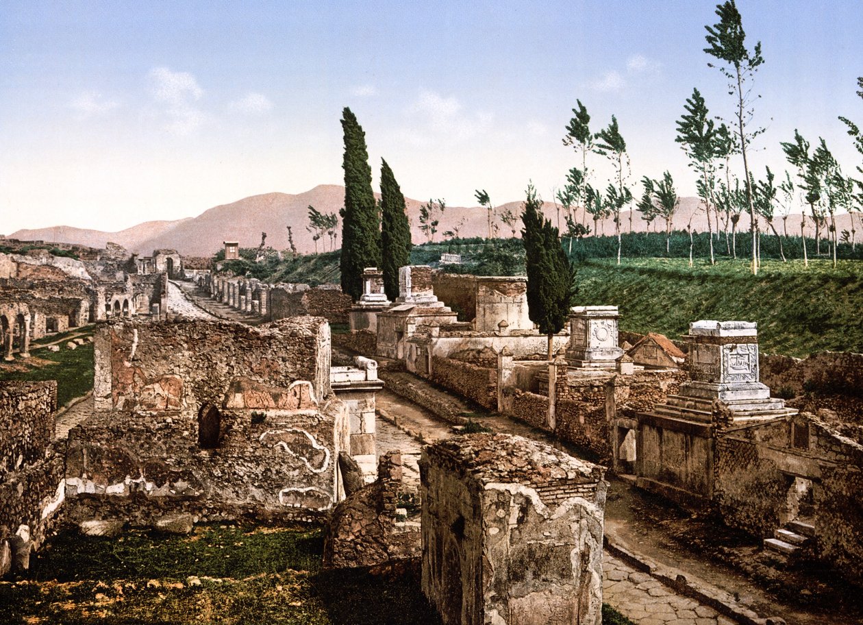 Utsikt över Pompeji (handfärgat foto) av English School