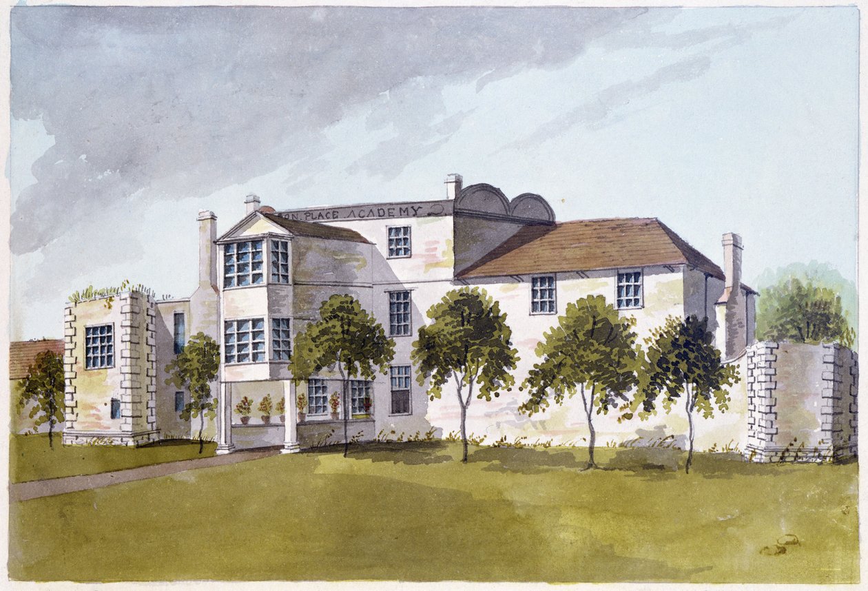 Utsikt över Sir Noel de Carons hus, 1809 av English School