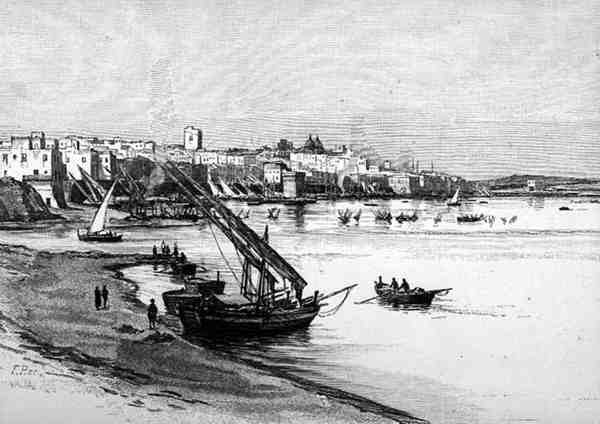 Utsikt över Taranto, Italien, från "The Picturesque Mediterranean", volym 3, publicerad av Cassell and Co. Ltd. av English School