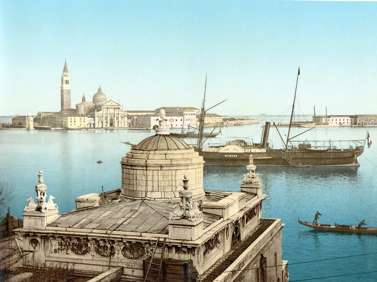 Utsikt över Venedig (handfärgat foto) av English School