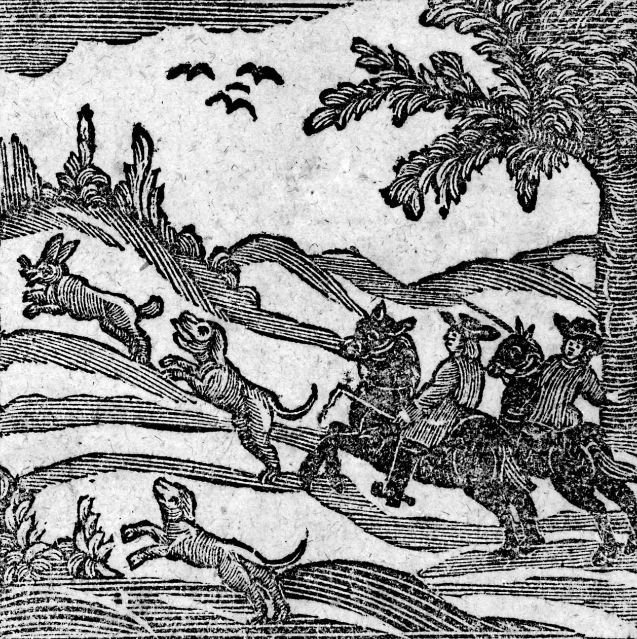 Utsikt över en jaktscen, från "A Book of Roxburghe Ballads" av English School