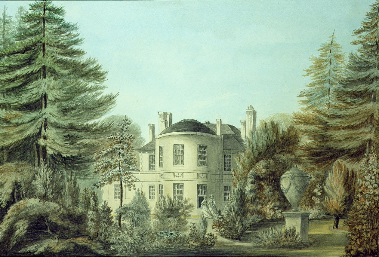 Utsikt över en villa från 1700-talet, ca 1790 (wc på papper) av English School