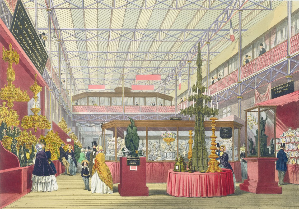 Utsikt över den franska delen av den stora utställningen 1851, från Dickinsons Comprehensive Pictures av English School