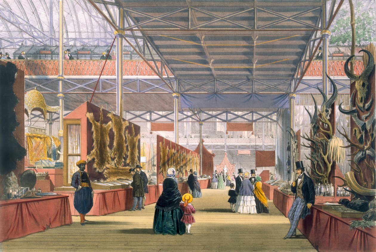 Utsikt över Indien-delen av den stora utställningen 1851, från Dickinsons Comprehensive Pictures av English School