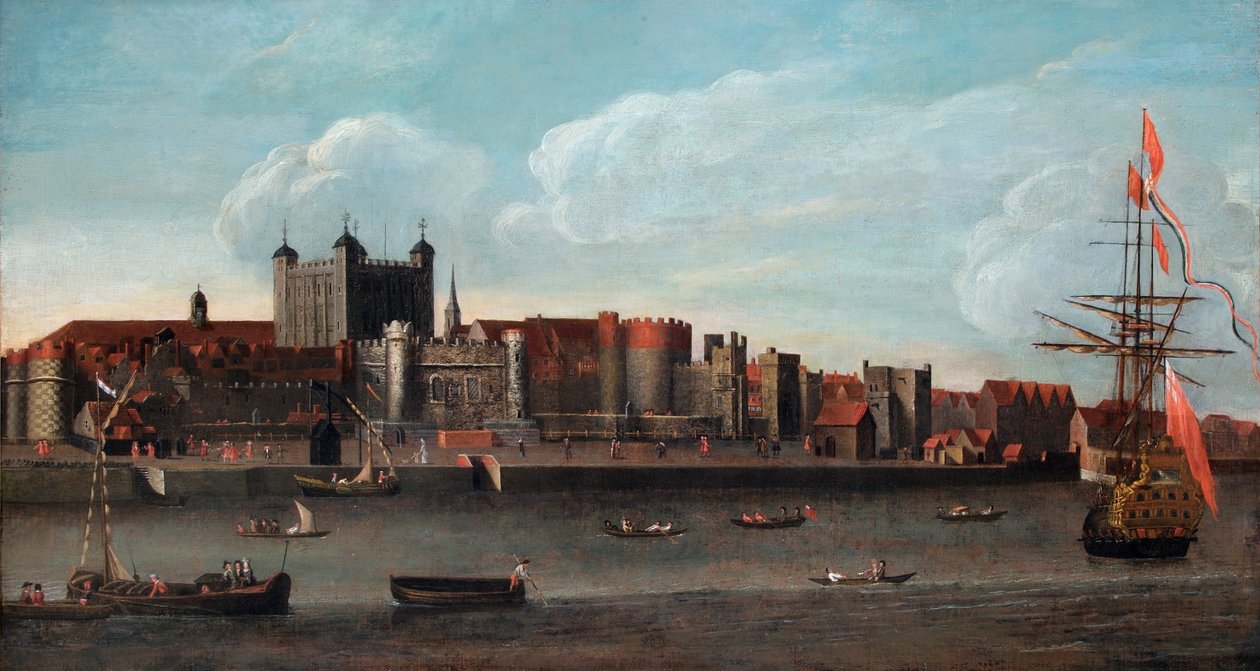 Utsikt över tornet, ca 1700 (olja på panel) av English School