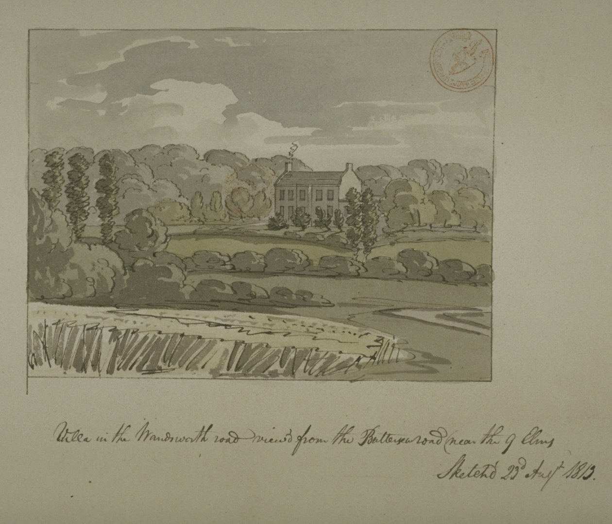 Villa i Wandsworth Road, Nine Elms (akvarell på papper) av English School
