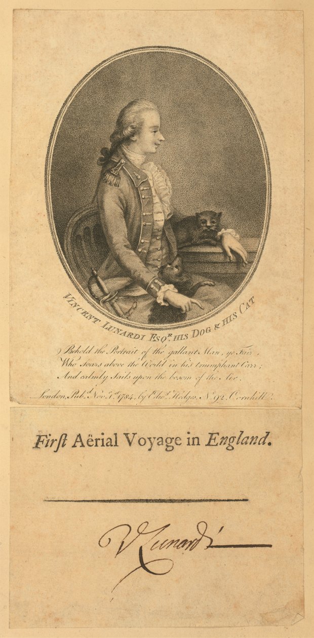 Vincent Lunardi, 1784 (sticksticksgravyr) av English School