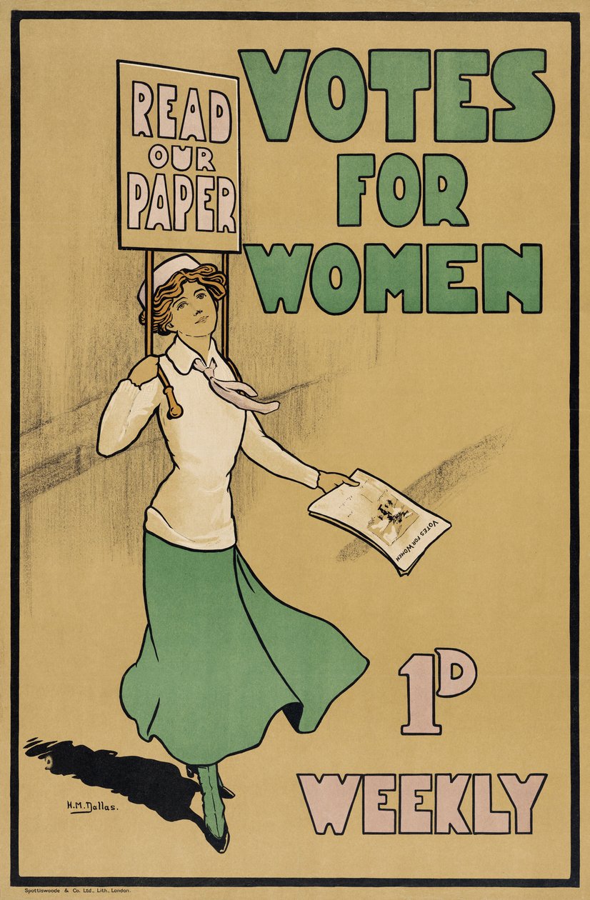 Votes for Women, från The Suffragette, pub.1912 (färglitografi) av English School