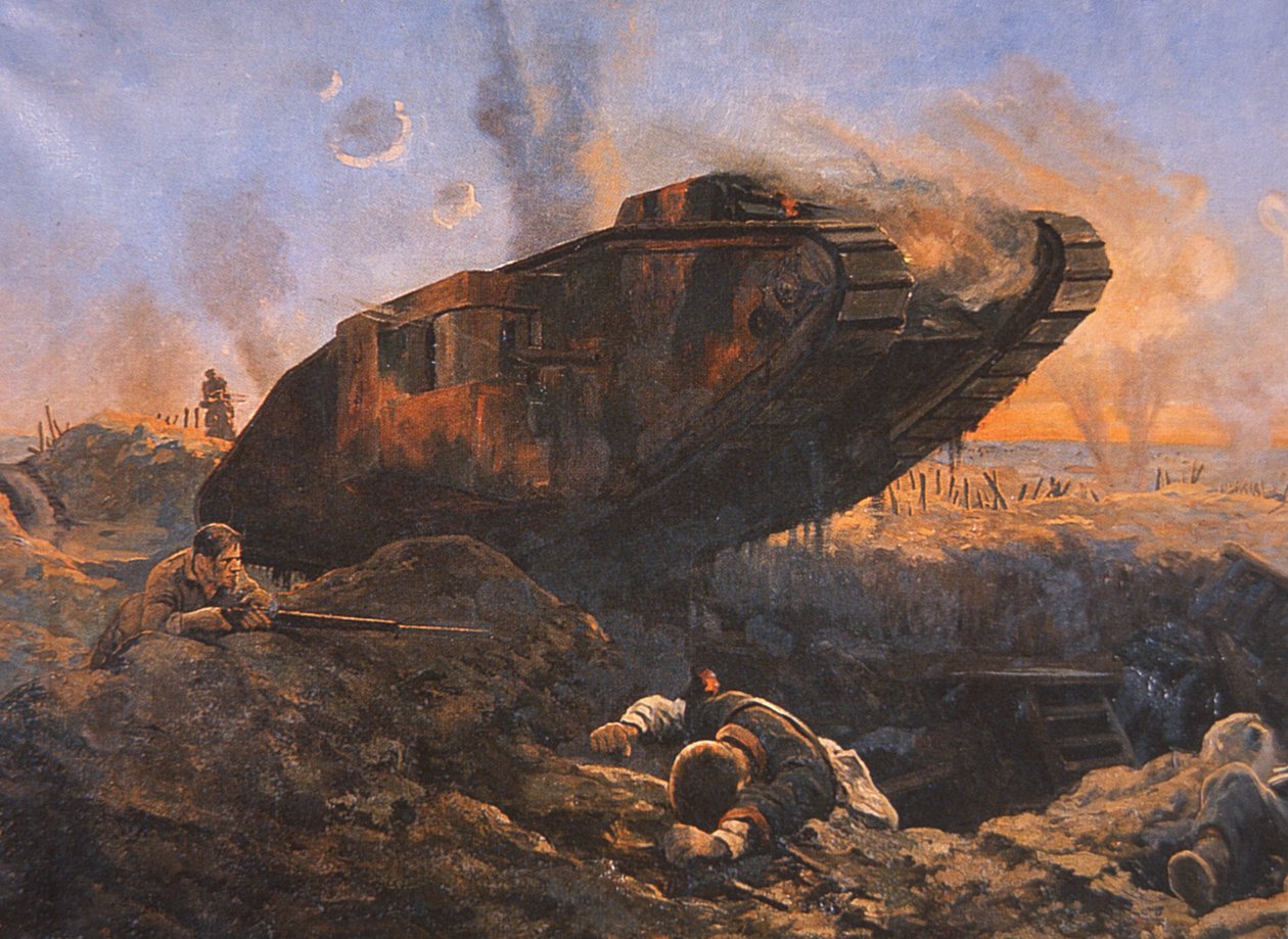 WWI British Tank in Action på västfronten av English School