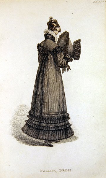 Promenadklänning, modeplatta från Ackermann