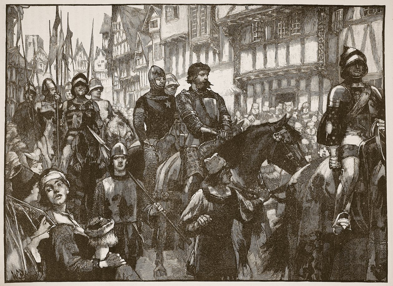 Wallace på väg till Westminster Hall, illustration från Cassells Illustrated History of England (sepiafoto) av English School