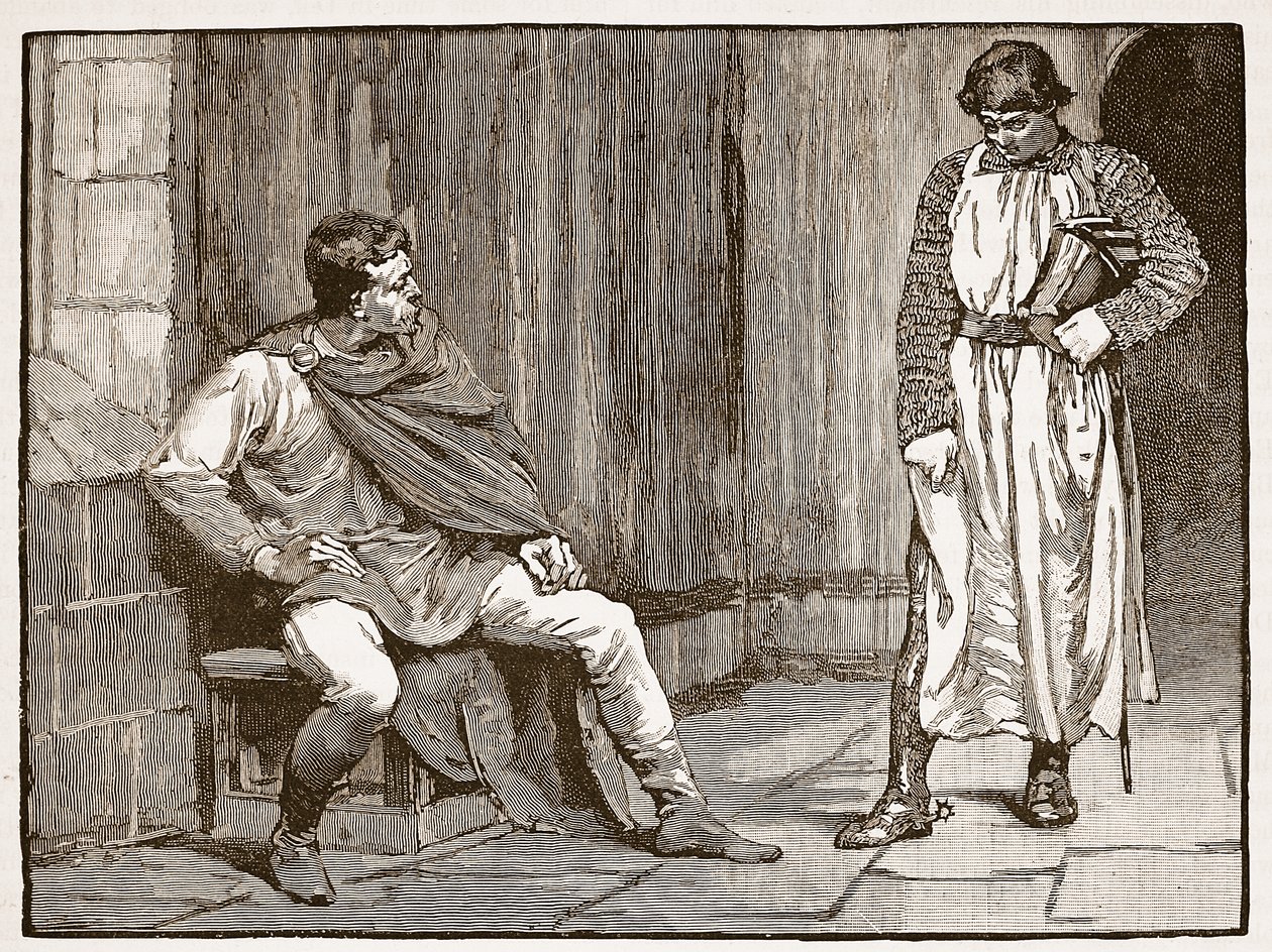 Waltheofs bekännelse, illustration från Cassells Illustrated History of England (sepiafoto) av English School
