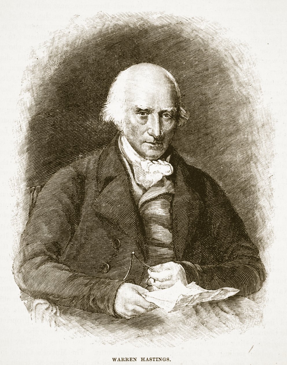Warren Hastings, illustration från Cassells Illustrated History of England (sepiafoto) av English School