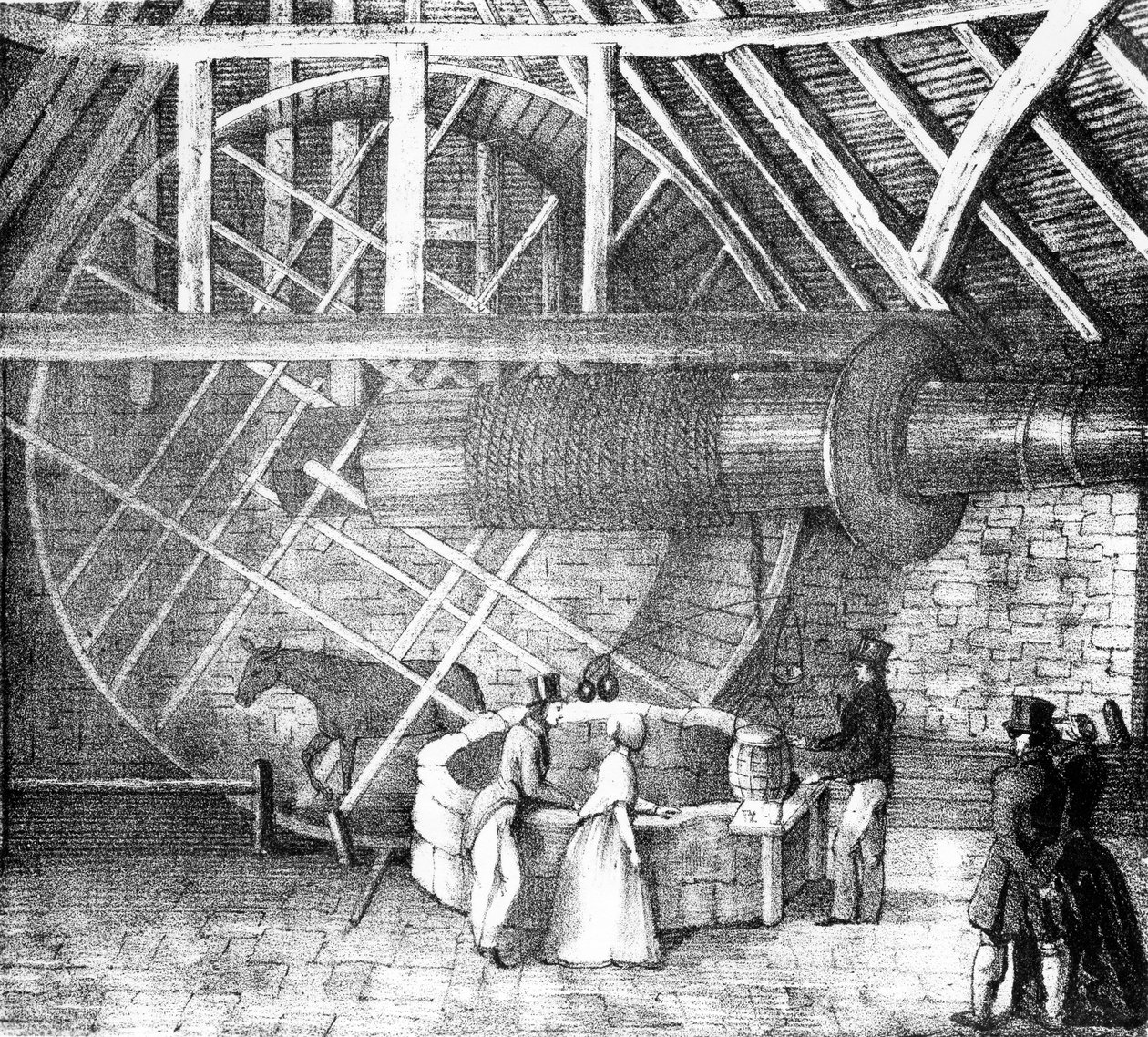 Brunnlyft driven av en åsna, ca 1870 av English School