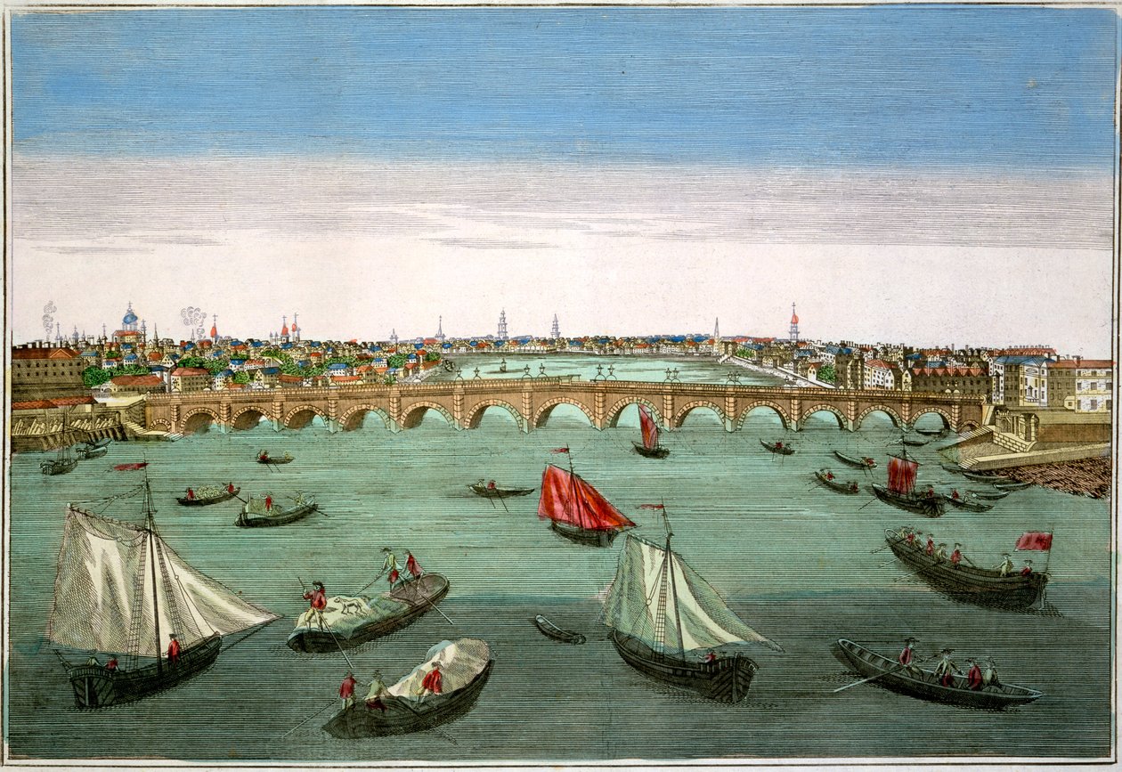 Westminster Bridge, London, tidigt till mitten av 1700-talet av English School