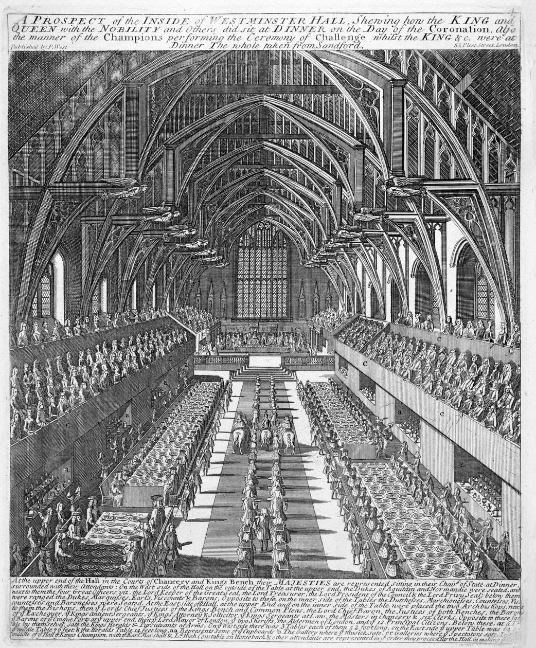 Westminster Hall under firandet efter James II:s kröning, 23 april 1685 av English School