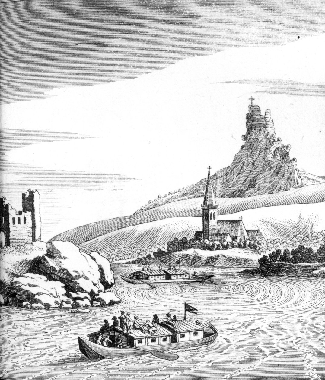 Whirlpool in the Donau, från An Account of Several Travels av Edward Browne, publicerad 1677 av English School