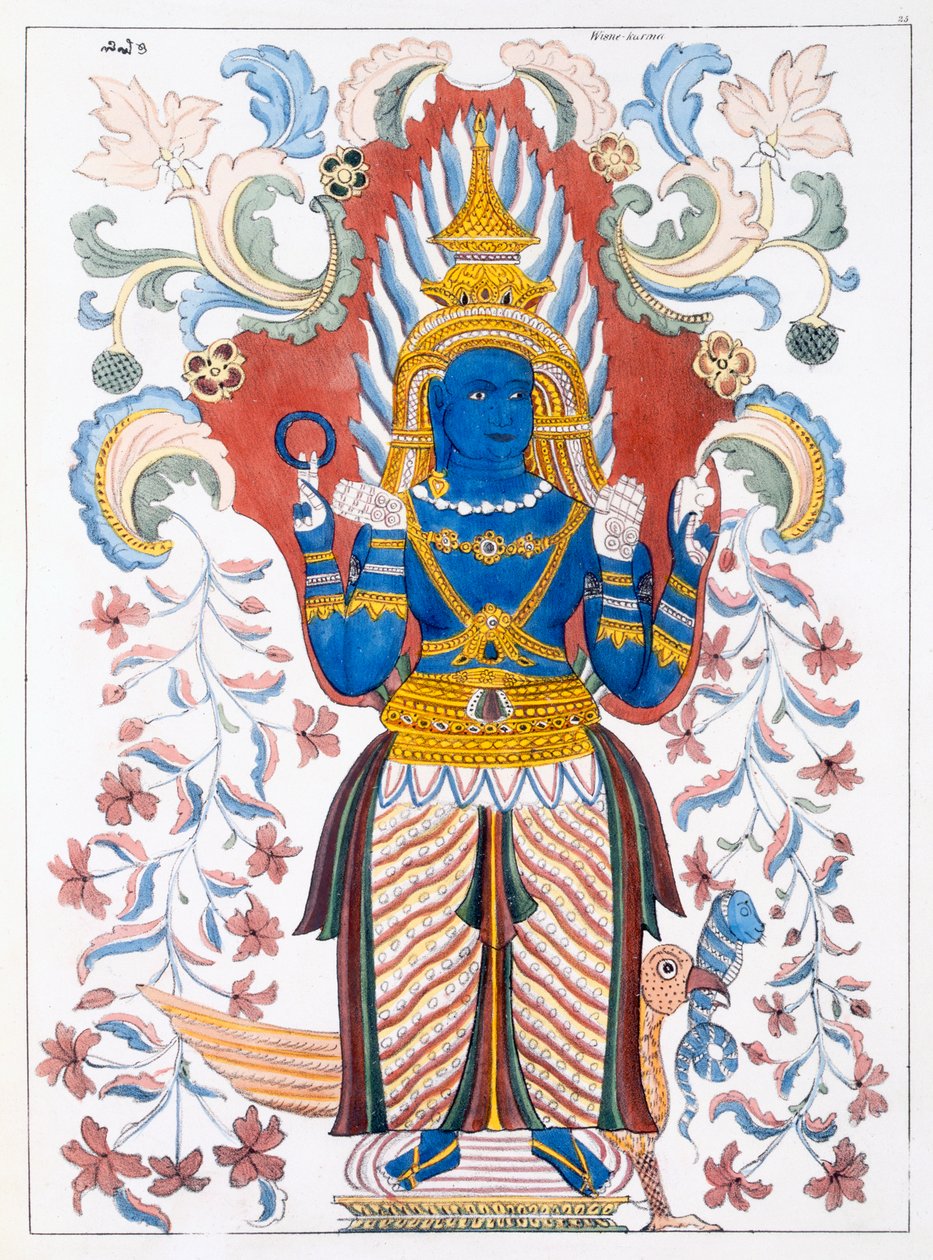 Wiebesana Dewa Raja, Four Hill Guards, från The History and Doctrine of Buddhism av Edward Upham, 1829 av English School