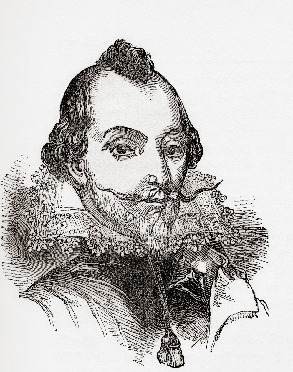 William Drummond, kallad "av Hawthornden", skotsk poet, från Gamla England: Ett bildmuseum, pub. 1847 av English School