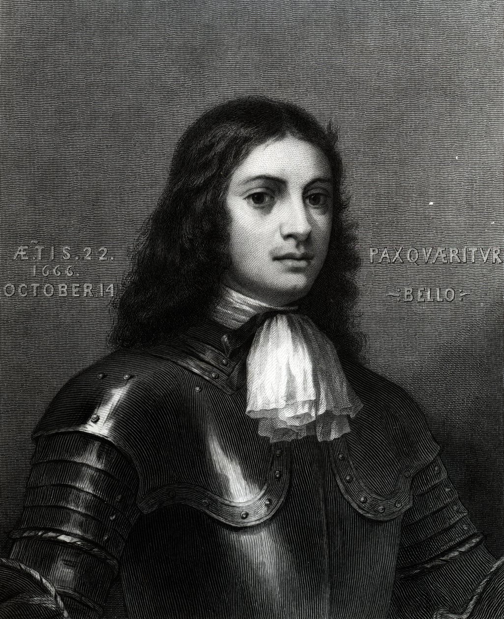 William Penn tjugotvå år gammal, tryck gjord av S. A. Schoff, 1862 (gravyr) av English School