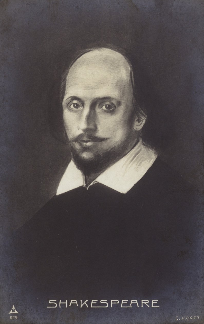 William Shakespeare (ca 1564-1616), engelsk dramatiker och poet (litografi) av English School
