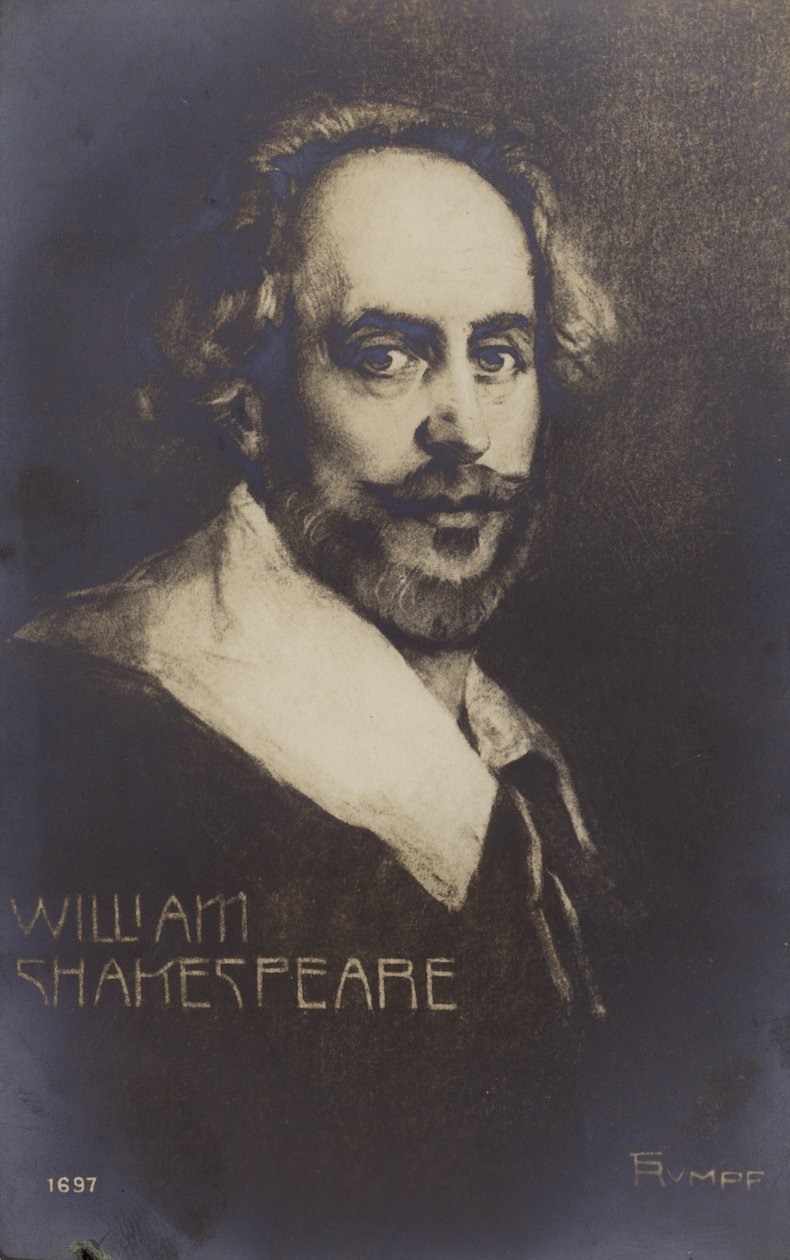 William Shakespeare (ca 1564-1616), engelsk dramatiker och poet (litografi) av English School
